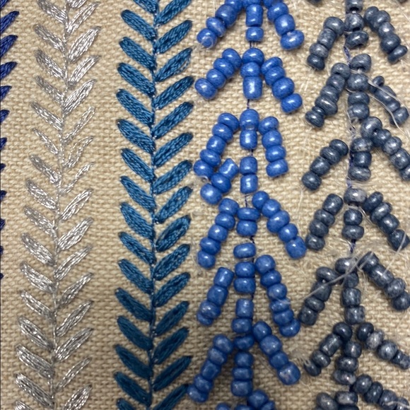 Blue and Cream Striped Accent Pillow - Picture 7 of 11